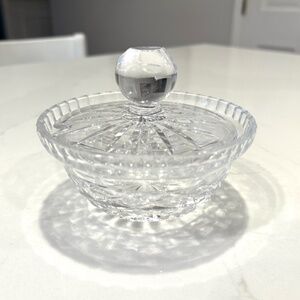 VINTAGE SIGNED WATERFORD CRYSTAL CONDIMENT, HONEY, JAM DISH W Lid